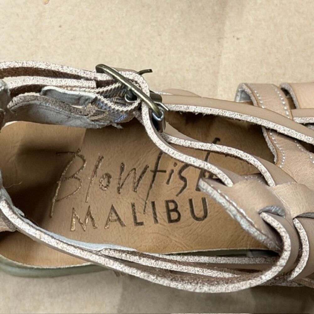 Boho Sandals Leather Zipper Back Size 7